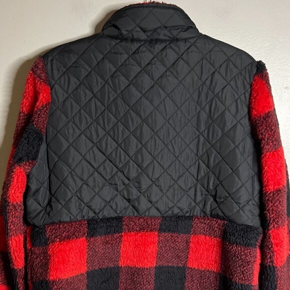 Steve Madden | Red & Black Buffalo Check Quilted Fleece Snap-Up Jacket - Plus XL - Picture 6 of 7
